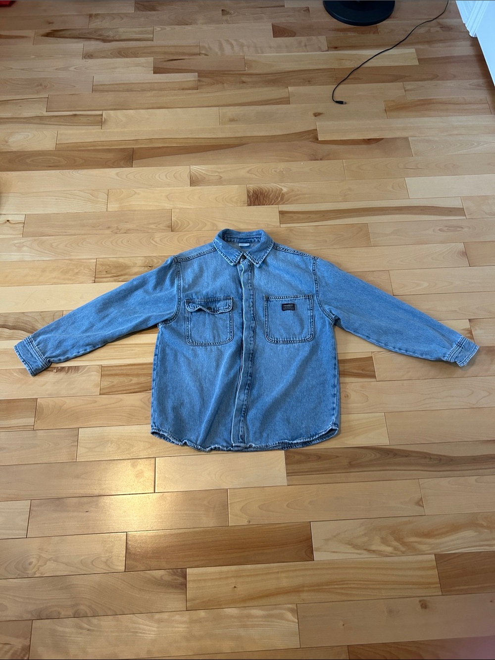 Zara Light Blue Denim Button-Down Shirt